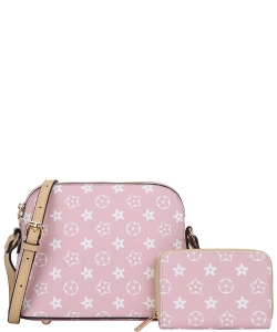 2in1 Printed Crossbody Bag with Wallet Set LY-8232-A PINK